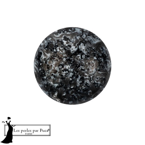 Round Glass Cabochon by Puca® 14 mm - Enamel Grey x1