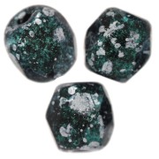 Fire Polished faceted round beads 4mm Jet Tweedy Green x50|raw }}