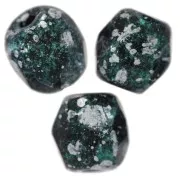 Fire Polished faceted round beads 4mm Jet Tweedy Green x50