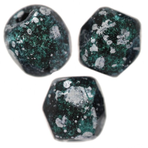 Fire Polished faceted round beads 4mm Jet Tweedy Green x50