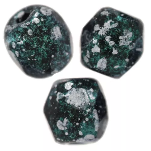 Fire Polished faceted round beads 4mm Jet Tweedy Green x50