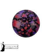Round Glass Cabochon by Puca® 14 mm - Enamel Purple and Red x1