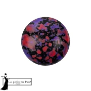 Round Glass Cabochon by Puca® 14 mm - Enamel Purple and Red x1