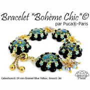 Round Glass Cabochon by Puca® 14 mm - Turquoise Enamel x1