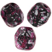 Fire Polished faceted round beads 4mm Jet Tweedy Pink x50