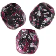 Fire Polished faceted round beads 4mm Jet Tweedy Pink x50