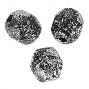 Fire Polished faceted round beads 4mm Jet Tweedy Silver x50