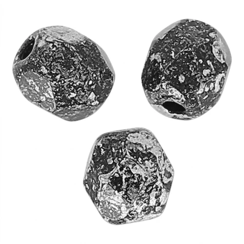 Fire Polished faceted round beads 4mm Jet Tweedy Silver x50