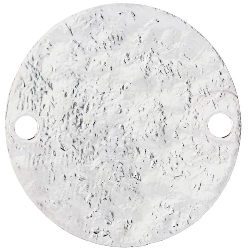 15 mm Round Spacer with Hammered Finish - Fine silver plated x1