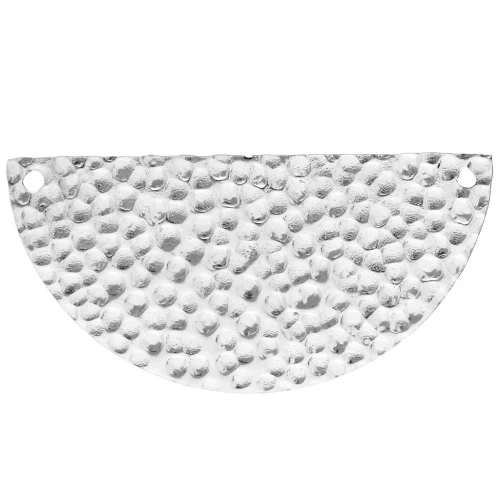 Hammered Half-Moon Spacer Pendant, 15x30 mm - Fine silver plated x1