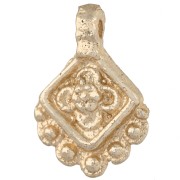 Ethnic diamond-shaped pendant, 21x14 mm, with small beads - Light gold x1