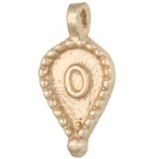 Handcrafted ethnic teardrop pendant, 23x11.5 mm - Light gold x1|raw }}