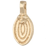 Oval grooved charm, 19x9 mm, with small beads - Light gold x1