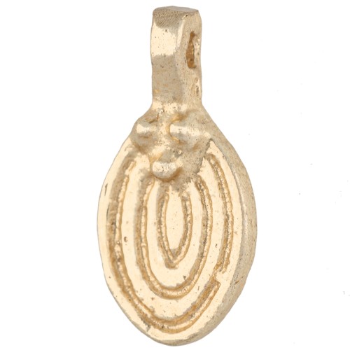 Oval grooved charm, 19x9 mm, with small beads - Light gold x1