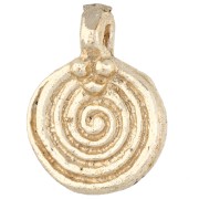 14 mm Round Charm - Spiral Pattern - Light Gold x1