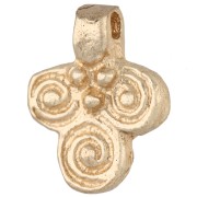 Ethnic Leaf Charm, 16x12 mm - Spiral Pattern - Light Gold x1
