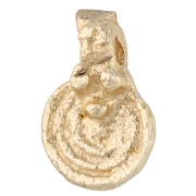 8 mm Round Charm - Spiral Pattern - Light Gold x1