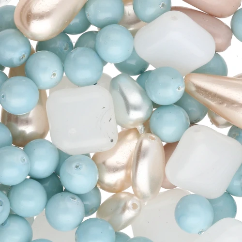 Assortment of Bohemian Beads - Baby Blue Mix, 50g