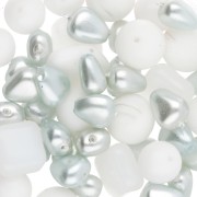 Assortment of Bohemian Beads - White & Silver Mix, 50 g
