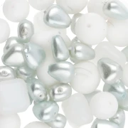 Assortment of Bohemian Beads - White & Silver Mix, 50 g