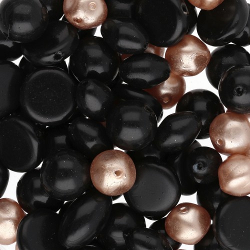 Assortment of Bohemian Beads - Black & Gold Mix, 50 g