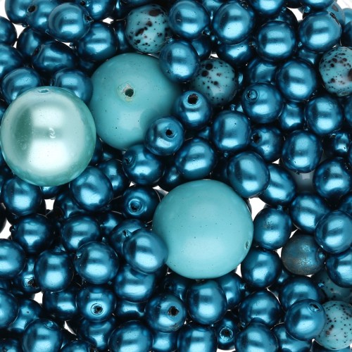 Assortment of Bohemian Beads - Turquoise Mix, 50 g