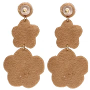 91x43 mm Flower Dangle Earrings Made of Embroidered Beads - Bronze (2 pairs)