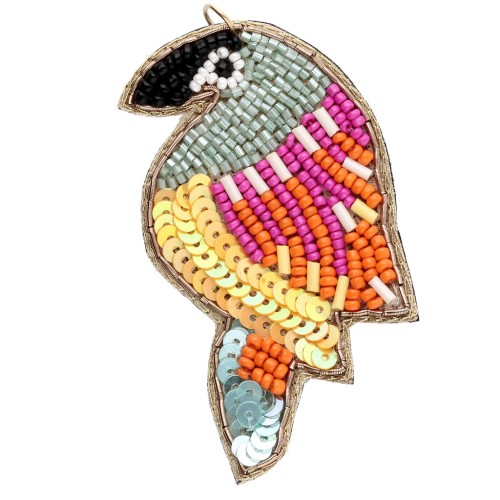 73x40.5 mm Parrot Pendant Made of Embroidered Beads - Multicolored x1