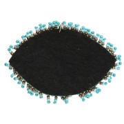46x65 mm eye pendant made of beads and embroidered CZ - Turquoise - Crystal - Black x1