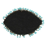 46x65 mm eye pendant made of beads and embroidered CZ - Turquoise - Crystal - Black x1