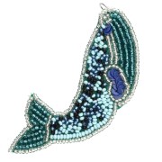 81x27 mm Whale Pendant Made of Embroidered Beads - Multi-Blue x1