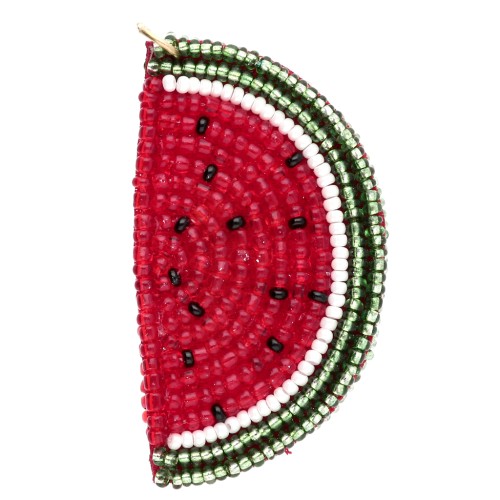 Watermelon Pendant, 53x29 mm, made of beaded embroidery - Red - Green x1