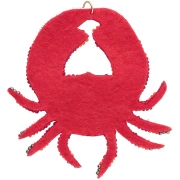66x67 mm beaded crab pendant with embroidery - Red - Orange x1