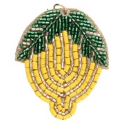 45x42.5 mm lemon pendant made of beaded embroidery - Yellow - Green x1