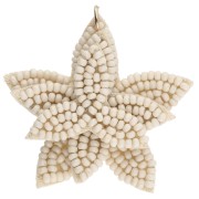 38 mm Flower Pendant Made of Embroidered Beads - Beige x1