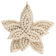 38 mm Flower Pendant Made of Embroidered Beads - Beige x1