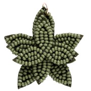 38 mm Flower Pendant Made of Embroidered Beads - Khaki x1