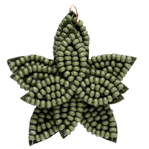 38 mm Flower Pendant Made of Embroidered Beads - Khaki x1