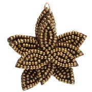 38 mm Embroidered Bead Flower Pendant - Bronze x1
