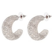 29 mm wide resin hoop earrings - Silver glitter x2