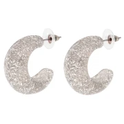 29 mm wide resin hoop earrings - Silver glitter x2