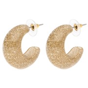 29 mm wide resin hoop earrings - Gold glitter x2