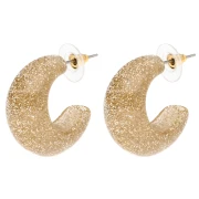 29 mm wide resin hoop earrings - Gold glitter x2