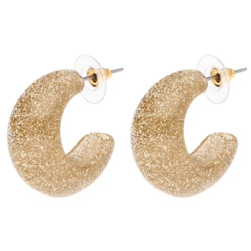 29 mm wide resin hoop earrings - Gold glitter x2