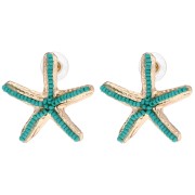 35x37 mm Starfish Earrings with Beads - Gold-Plated - Turquoise x2|raw }}