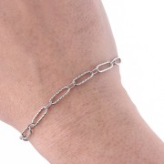 Textured Alternating Oval Link Chain (1x1), 4 mm, 304 Stainless Steel, 1 m