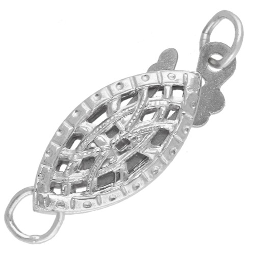 15x6 mm Filigree Navette Clasp - 925 Sterling Silver x1