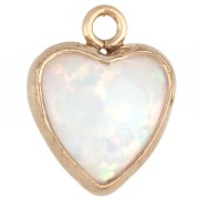 charm - 7x5.5 mm heart-shaped charm with a white opal-style cabochon, Gold filled (laminated gold) x1 7x5.5 mm heart-shaped charm with a white opal-style cabochon, Gold filled (laminated gold) x1