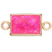 10x5 mm Rectangular Spacer with Hot Pink Opal Gold Filled (Laminated Gold) Cabochon