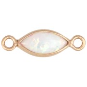 10x4 mm cabochon-style navette, white opal imitation, Gold Filled (laminated Gold Filled) x1